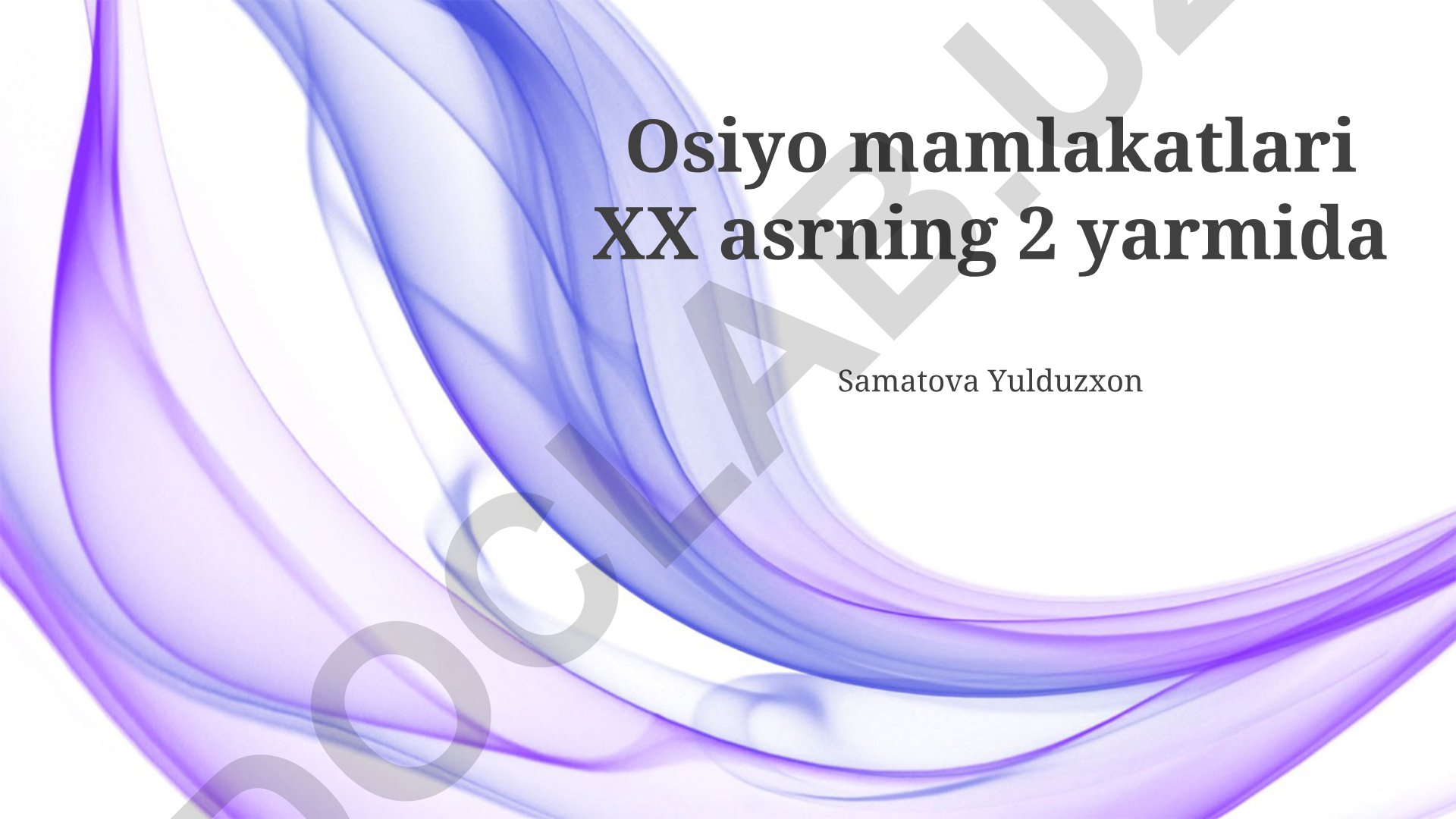 XX asrning ikkinchi yarmida Markaziy Osiyoda ijtimoiy-iqtisodiy o'zgarishlar