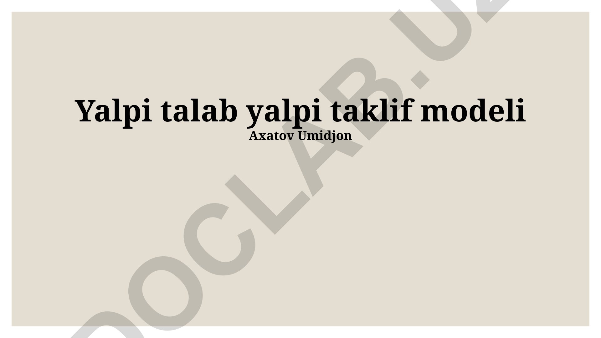 Yalpi talab va yalpi taklif modeli