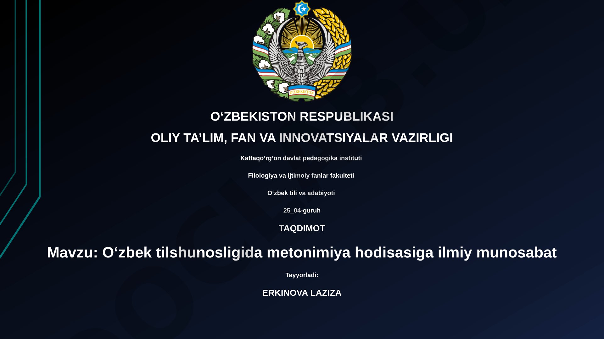 O‘zbek tilshunosligida metonimiya hodisasiga ilmiy munosabat