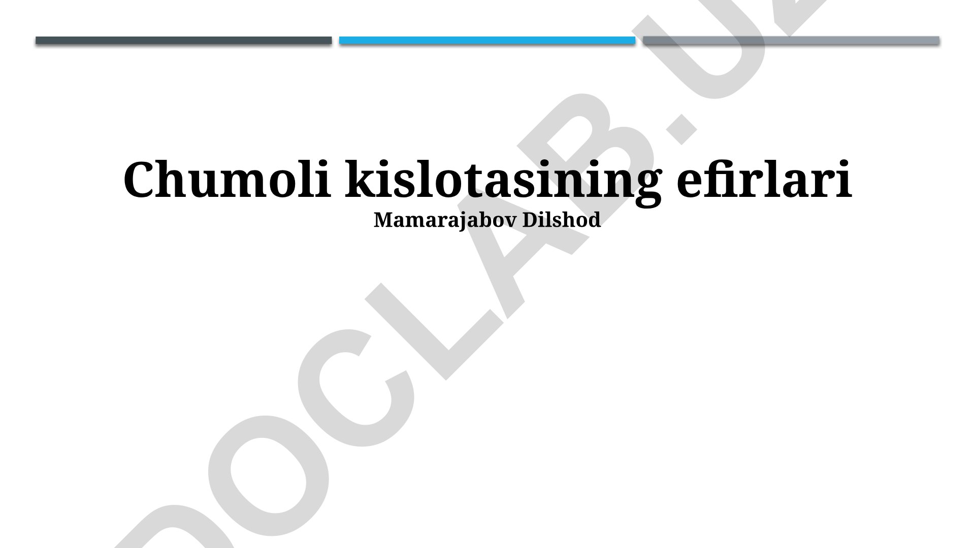 Chumoli kislotasining efirlari: sintez, xususiyatlar va qoʻllanilishi