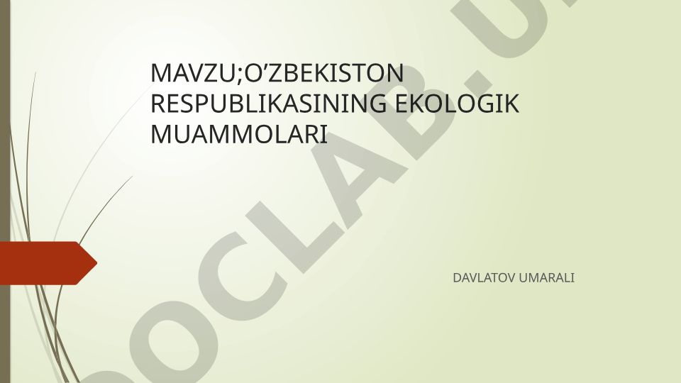 O’zbekiston Respublikasining ekologik muammolari