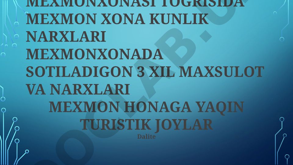 Toshkentdagi Hilton mehmonxonasi xona narxlari va xizmatlari