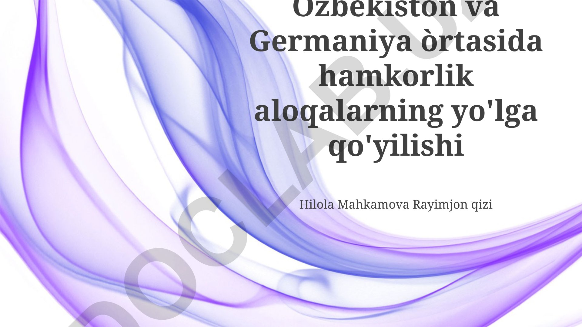 O'zbekiston va Germaniya o'rtasidagi hamkorlik aloqalari