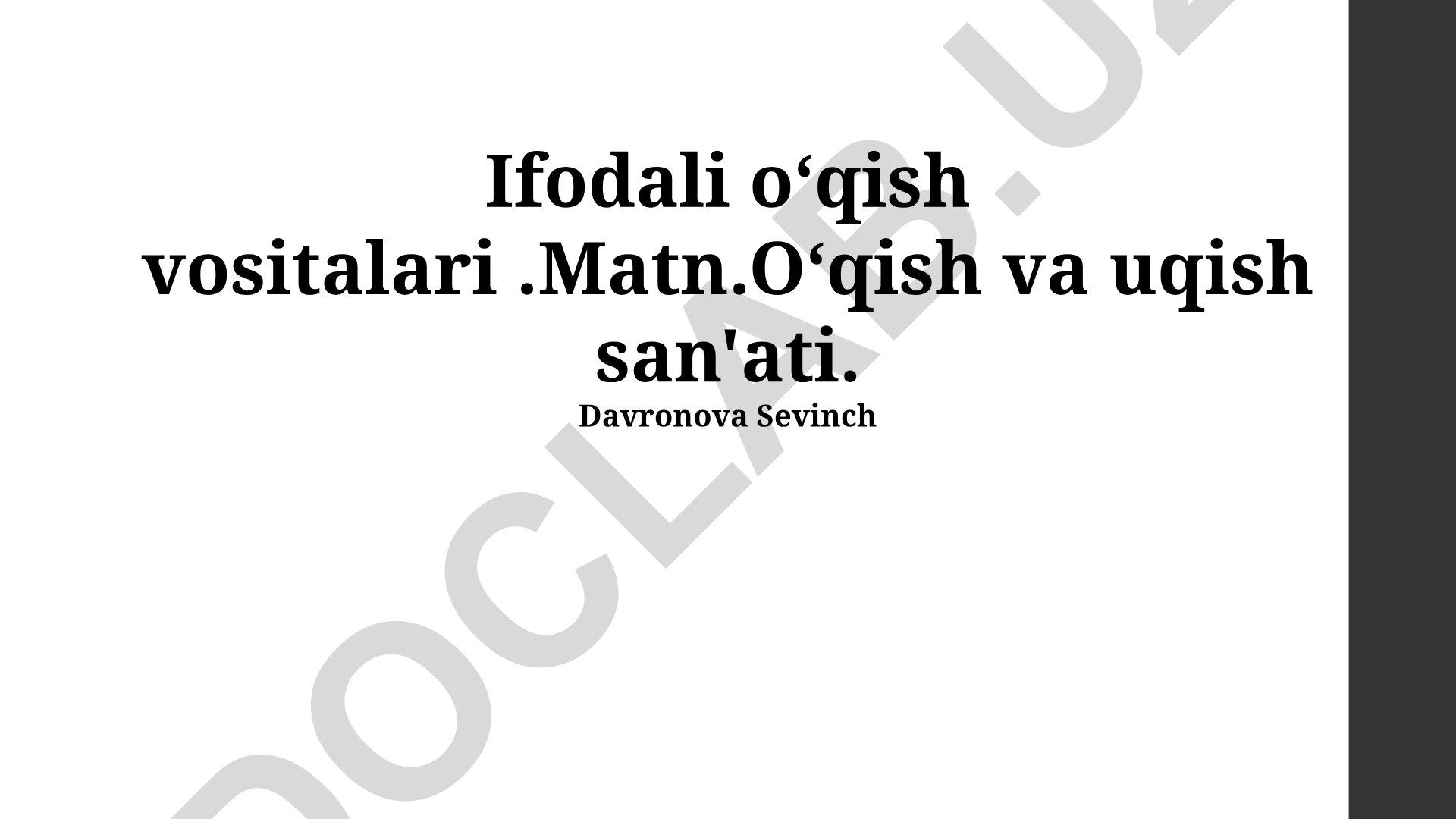 Ifodali o'qish vositalari va matnni tushunish san'ati