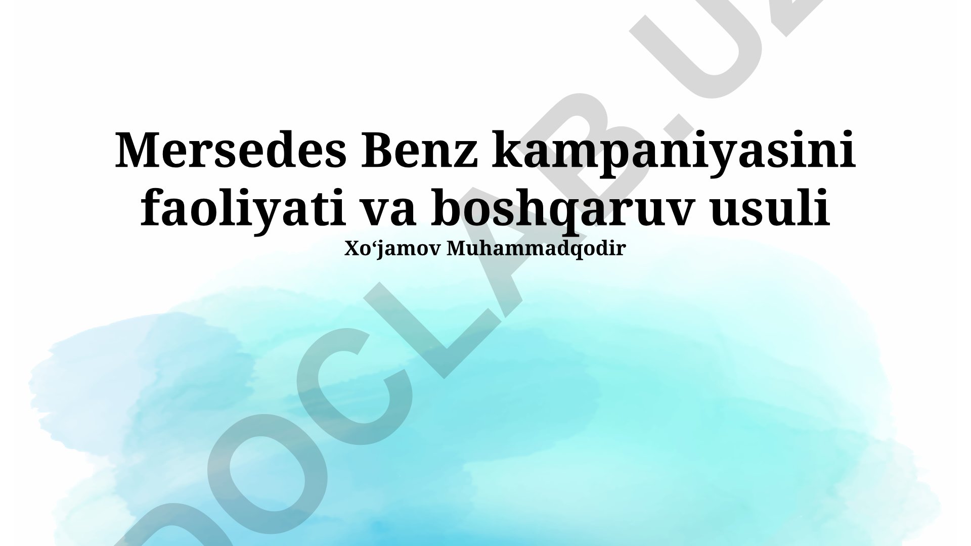 Mercedes-Benz kompaniyasining boshqaruv usullari va innovatsiyalari