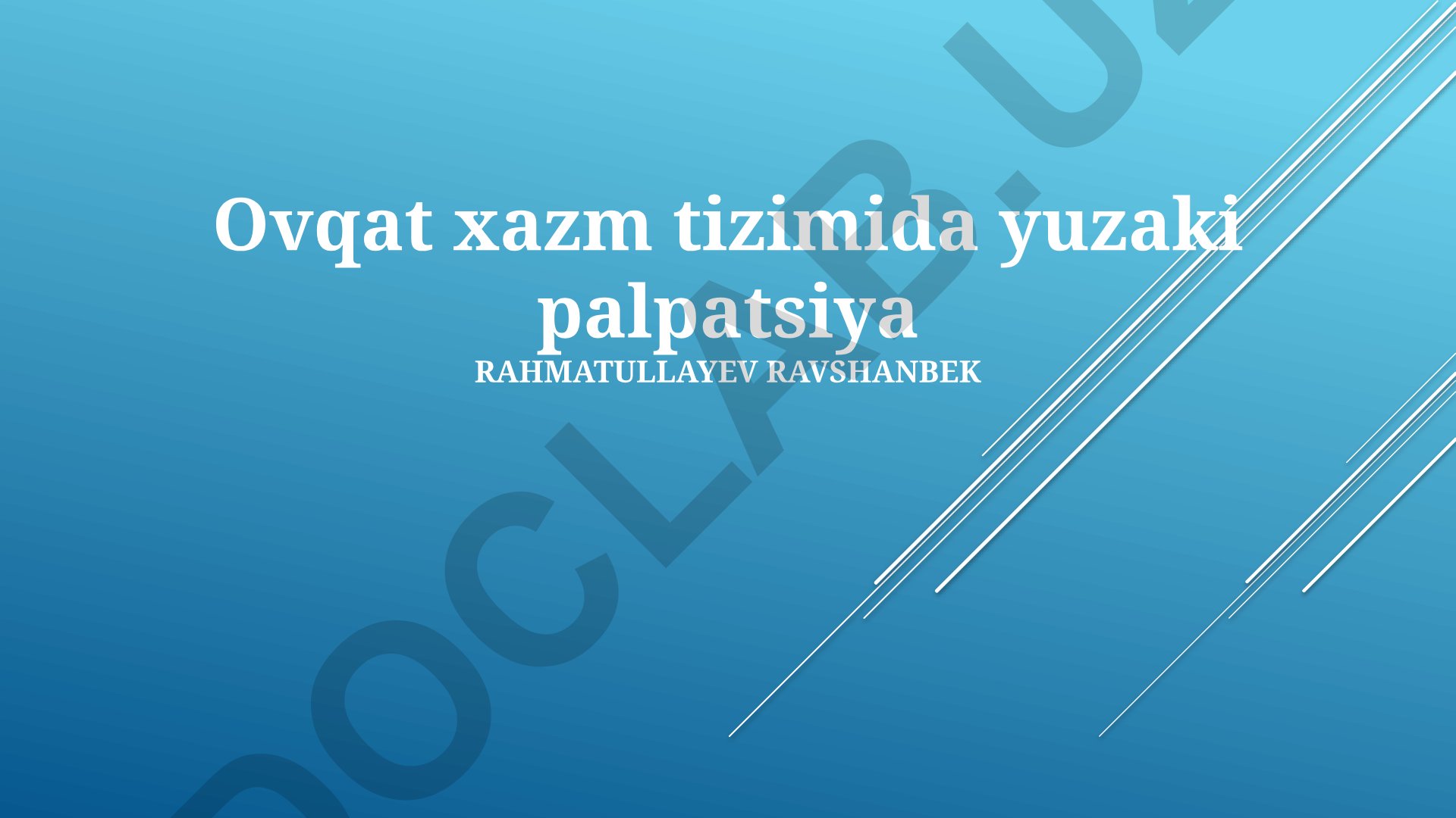 Ovqat hazm qilish tizimida yuzaki palpatsiya