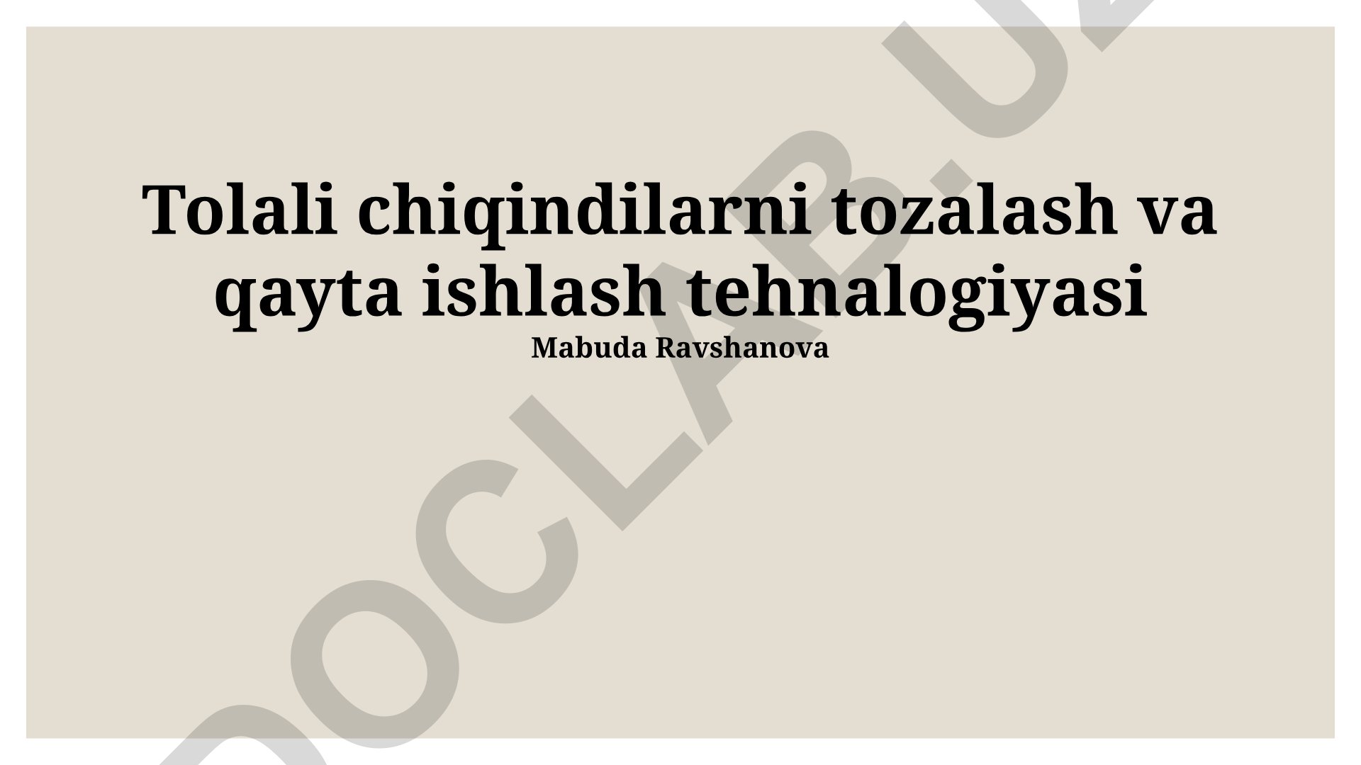Tolali chiqindilarni tozalash va qayta ishlash texnologiyasi