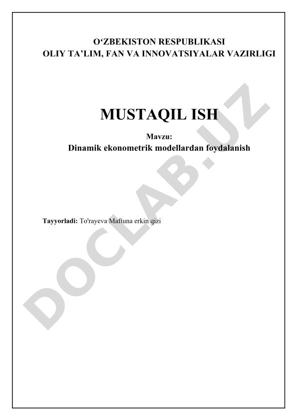 Dinamik ekonometrik modellardan foydalanish