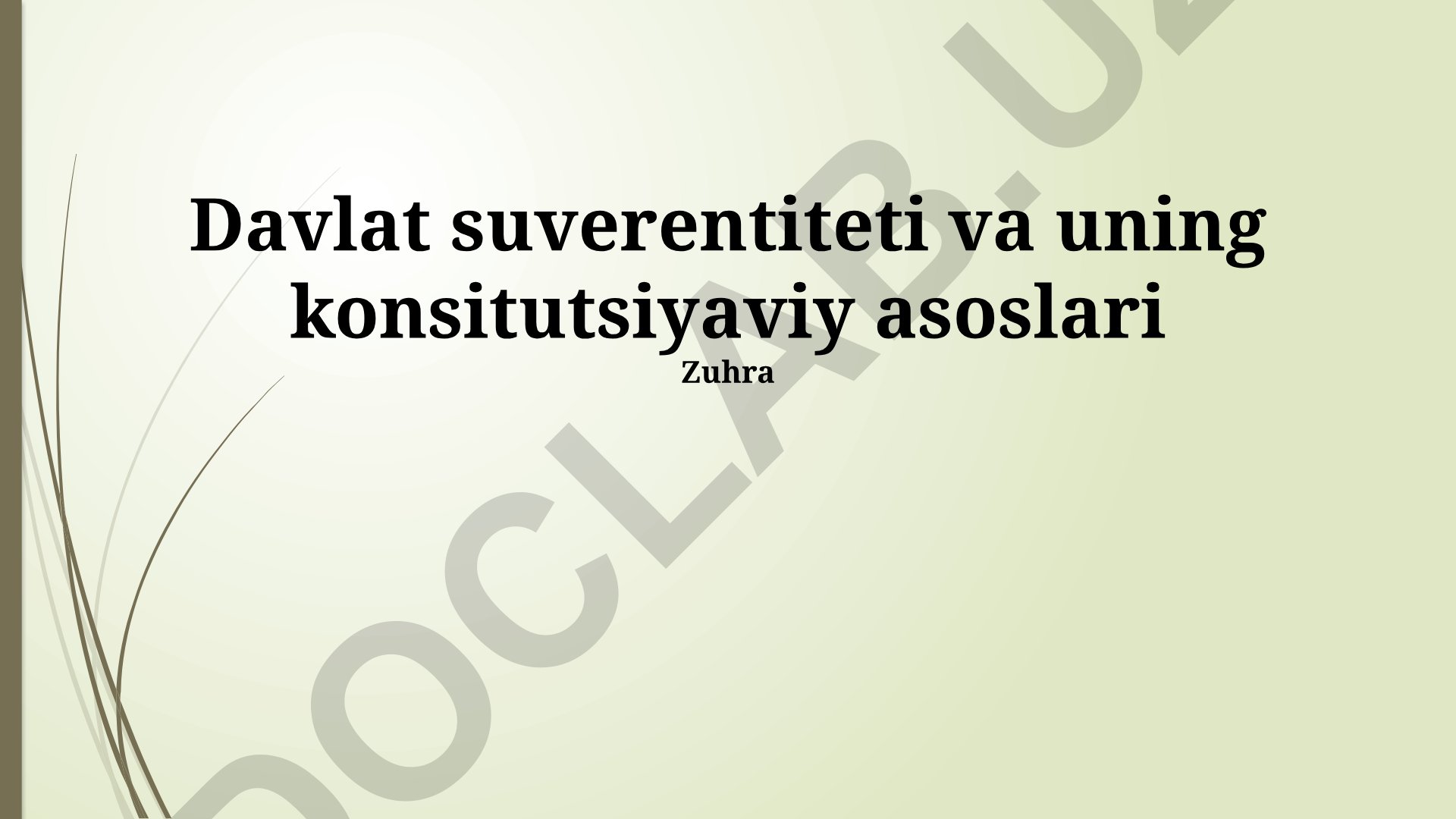 Davlat suverentiteti va uning konstitutsiyaviy asoslari