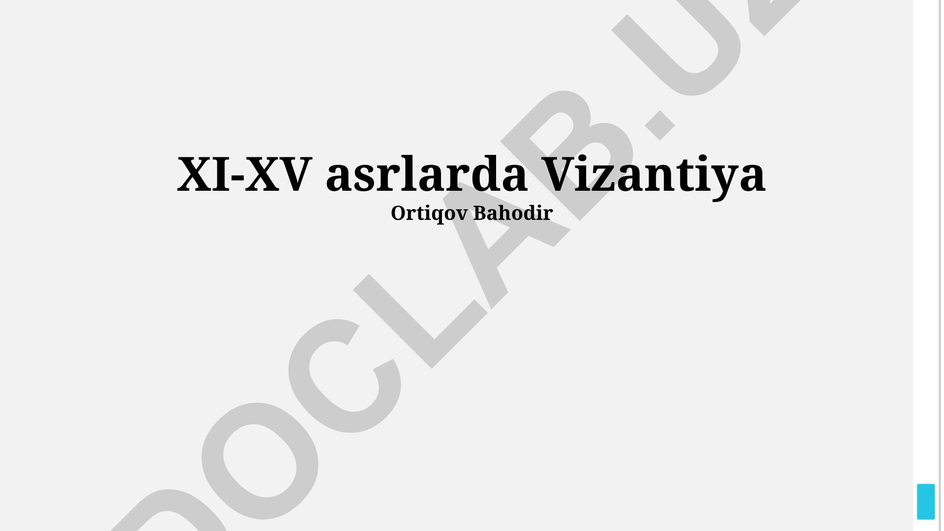 XI-XV asrlarda Vizantiya imperiyasi tarixi va madaniyati