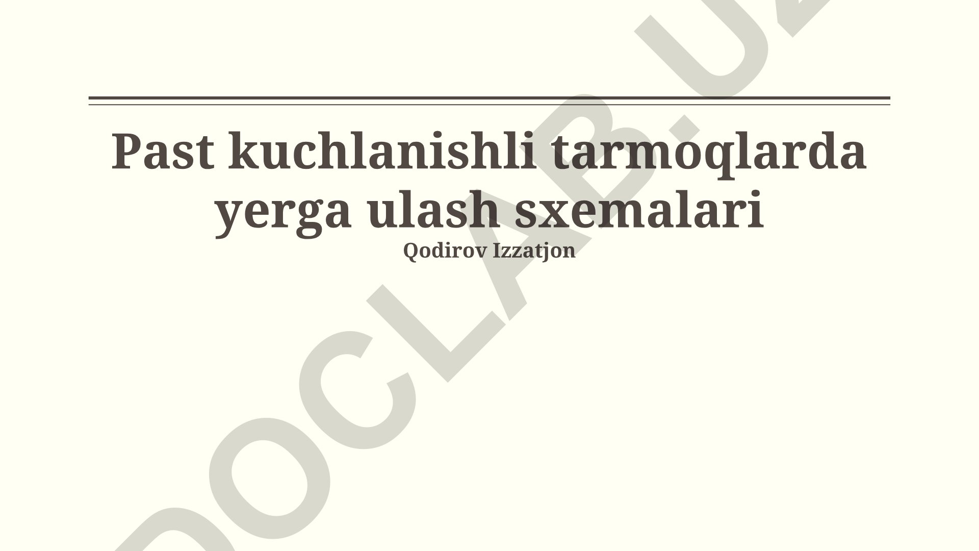 Past kuchlanishli tarmoqlarda yerga ulash sxemalari