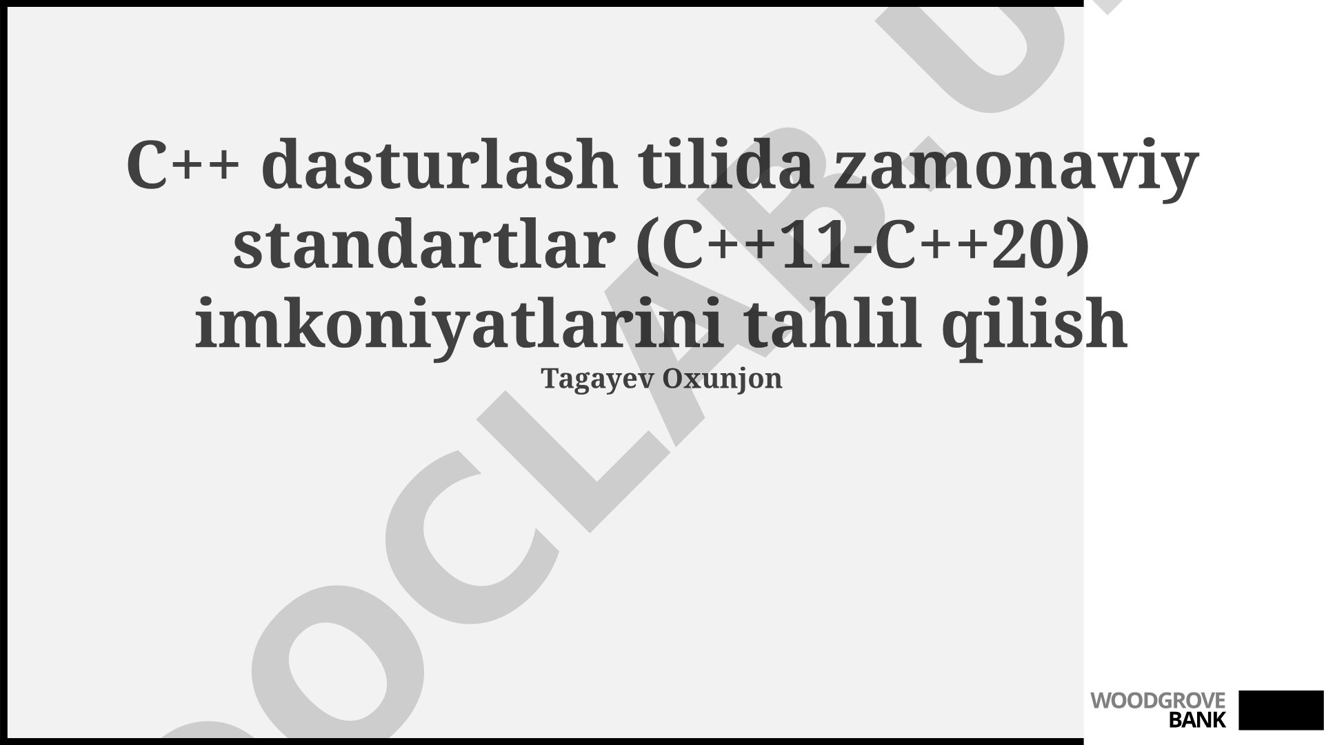 C++ dasturlash tilida zamonaviy standartlar (C++11-C++20) imkoniyatlarini tahlil qilish