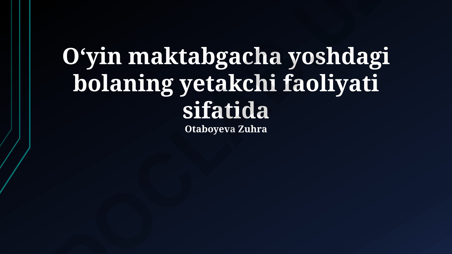 Maktabgacha yoshdagi bolalarda o'yinning rivojlanishi va tarbiyaviy ahamiyati