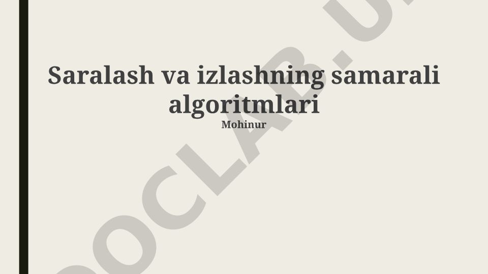 Saralash va izlashning samarali algoritmlari