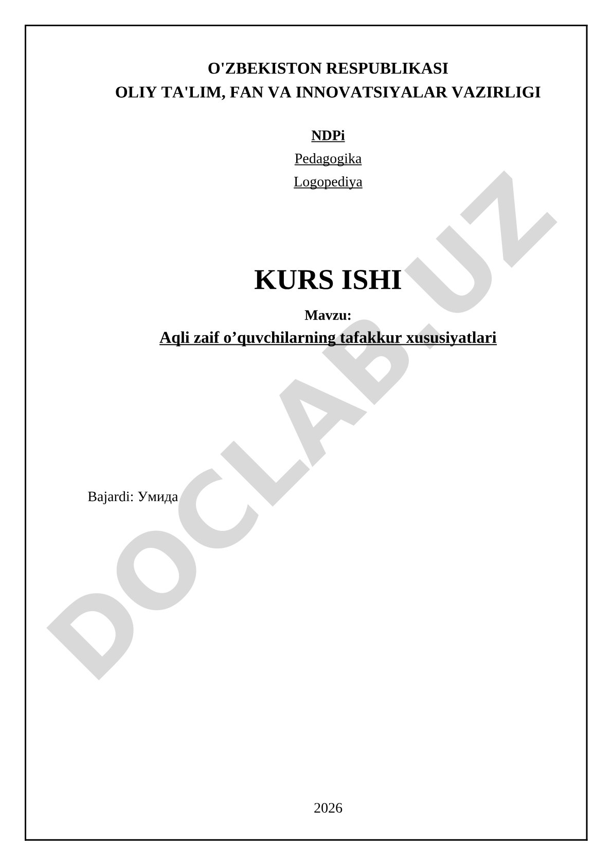 Aqli zaif o’quvchilarning tafakkur xususiyatlari