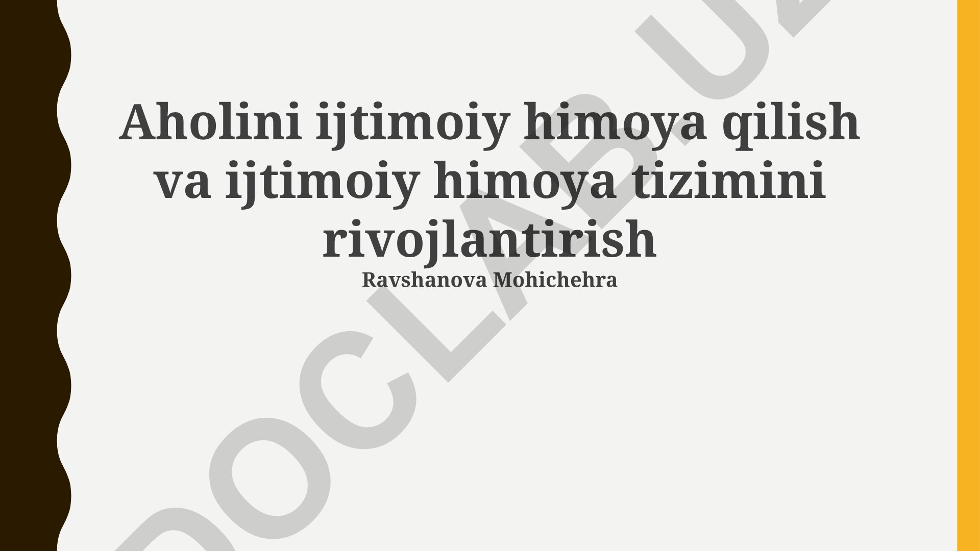 Aholini ijtimoiy himoya qilish va ijtimoiy himoya tizimini rivojlantirish