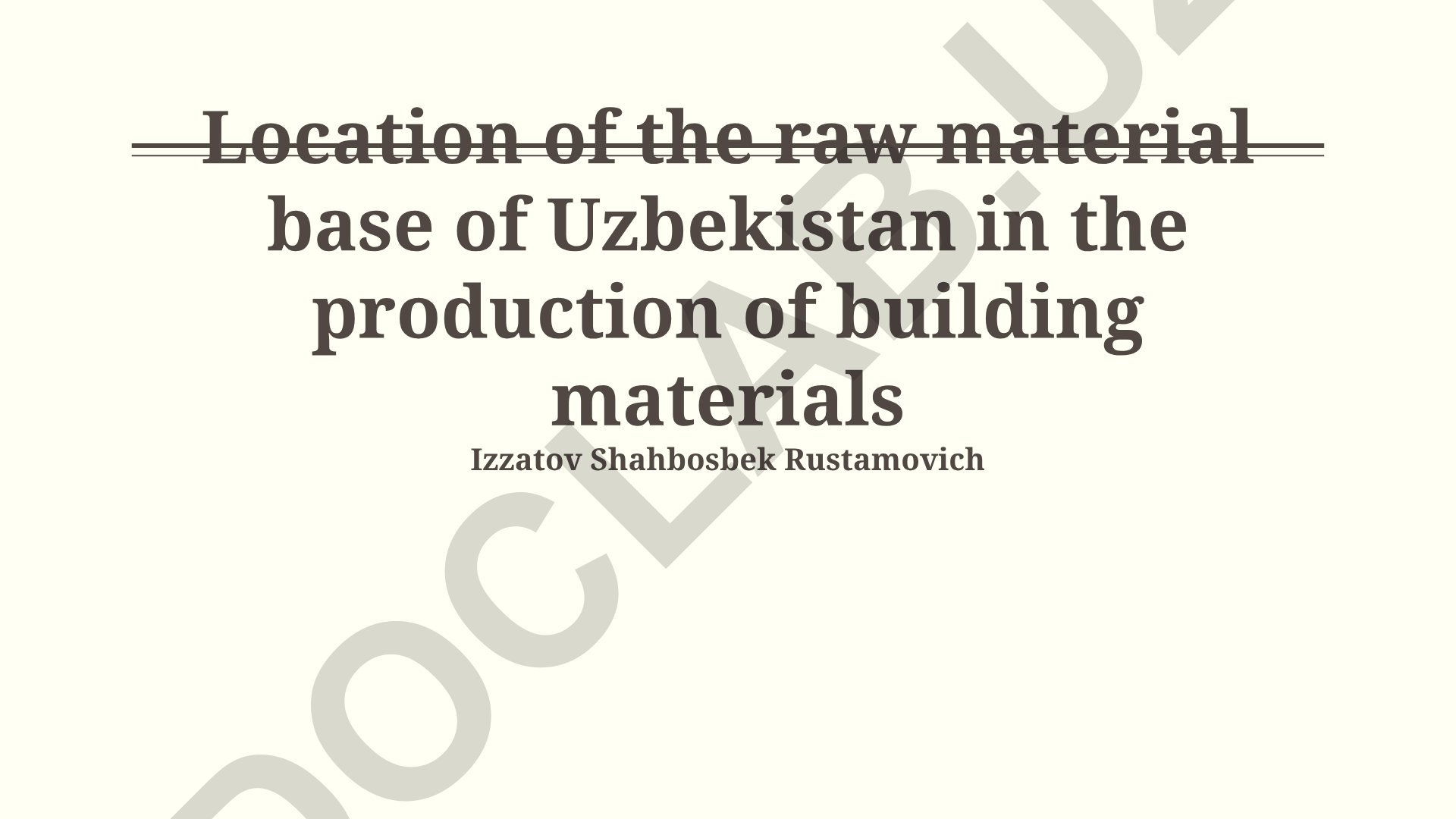 Location of the raw material base of Uzbekistan in the production of building materials