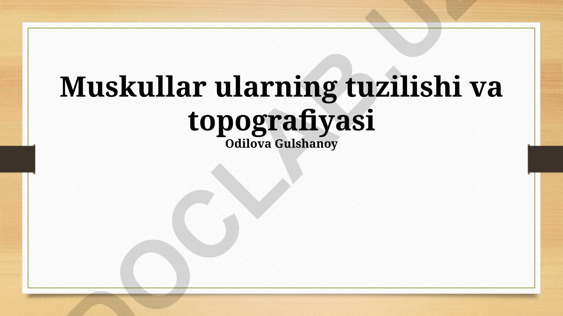 Muskullar tuzilishi, guruhlari va topografiyasi