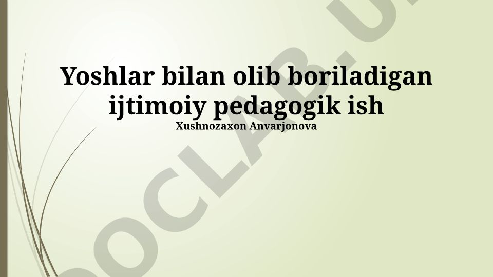Yoshlar bilan ijtimoiy pedagogik ishning innovatsion usullari va samaradorligi
