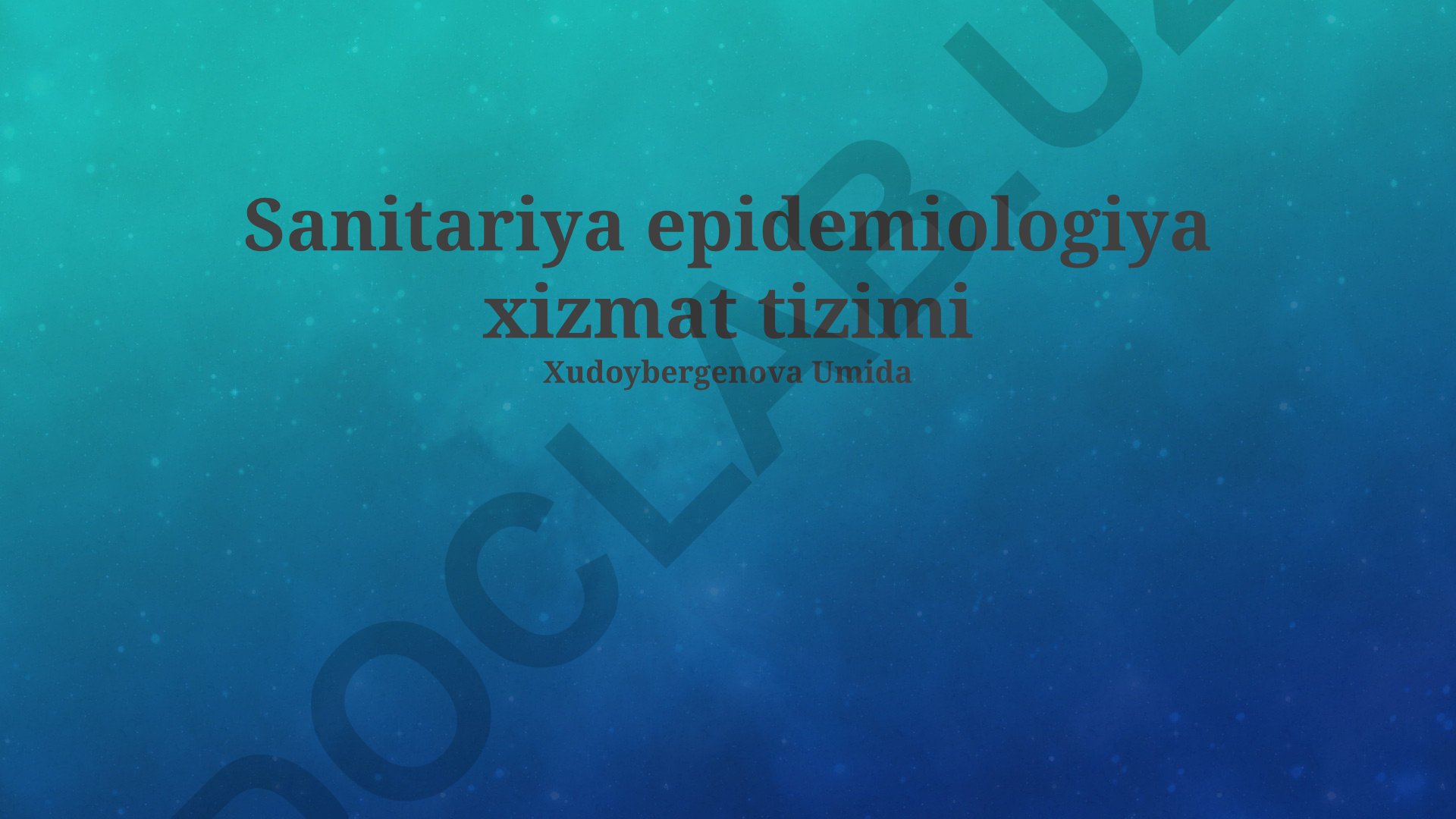 Sanitariya-epidemiologik xizmat tizimi va uning samaradorligini oshirish yo'llari