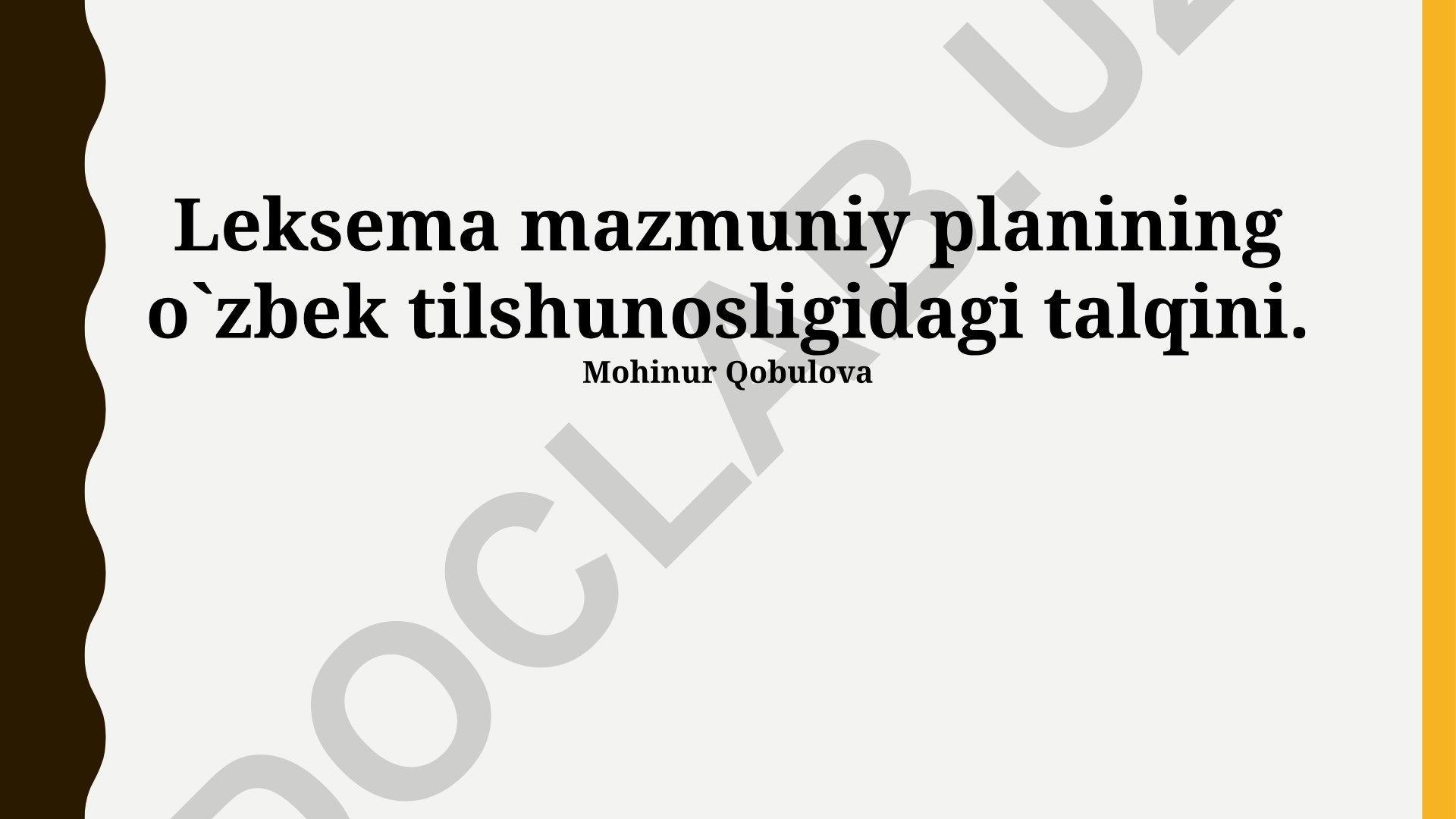Leksema mazmuniy planining o'zbek tilshunosligidagi talqini