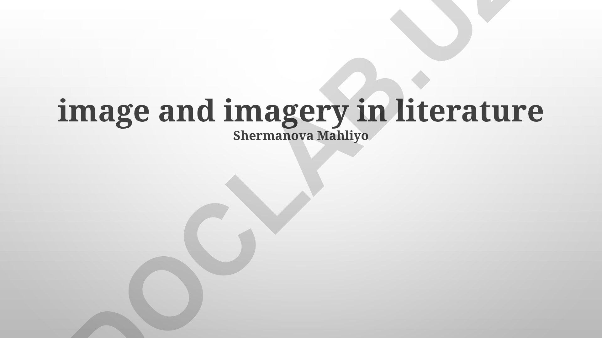 Image and Imagery in Literature