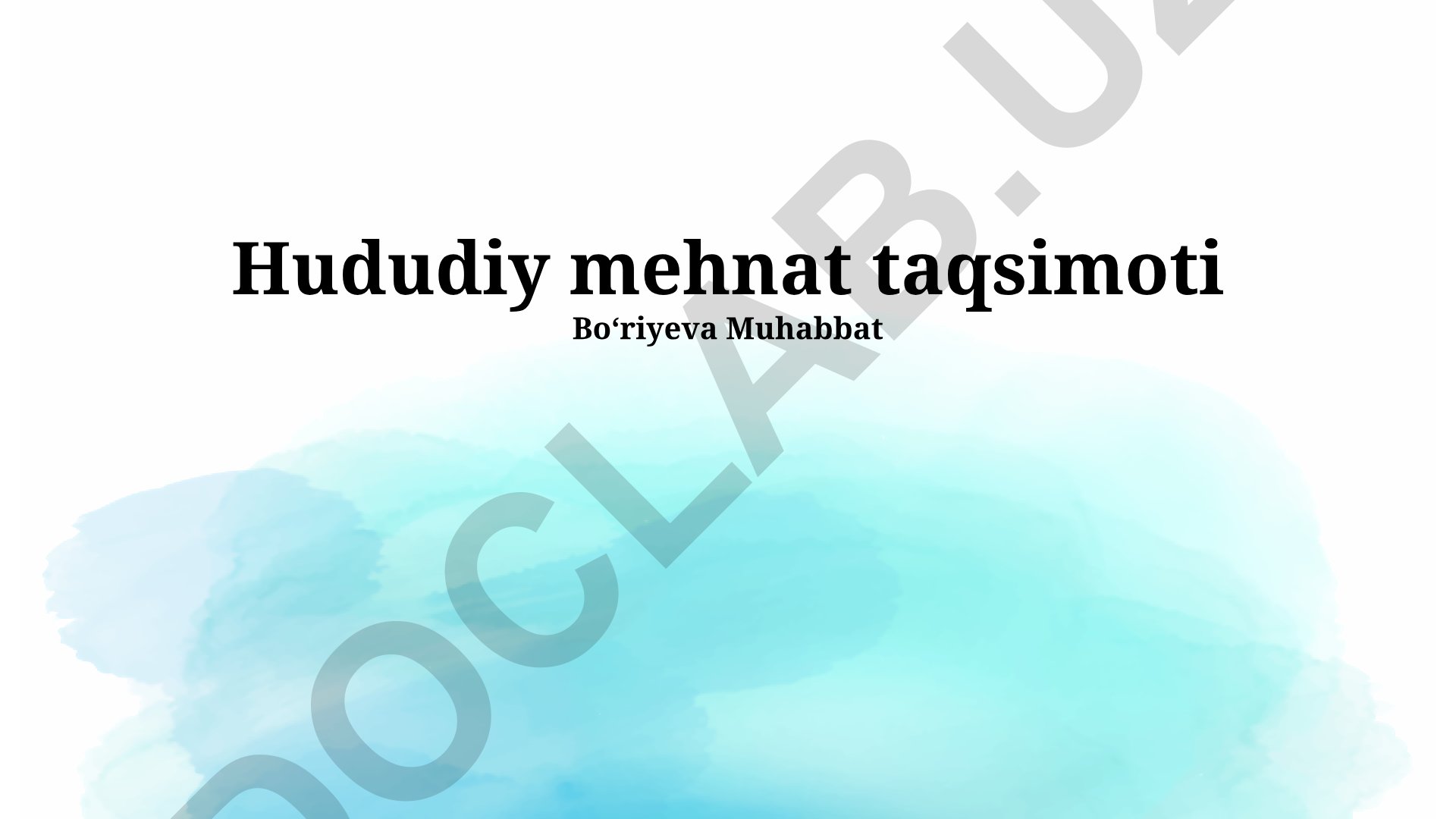Hududiy mehnat taqsimoti va boshqarish