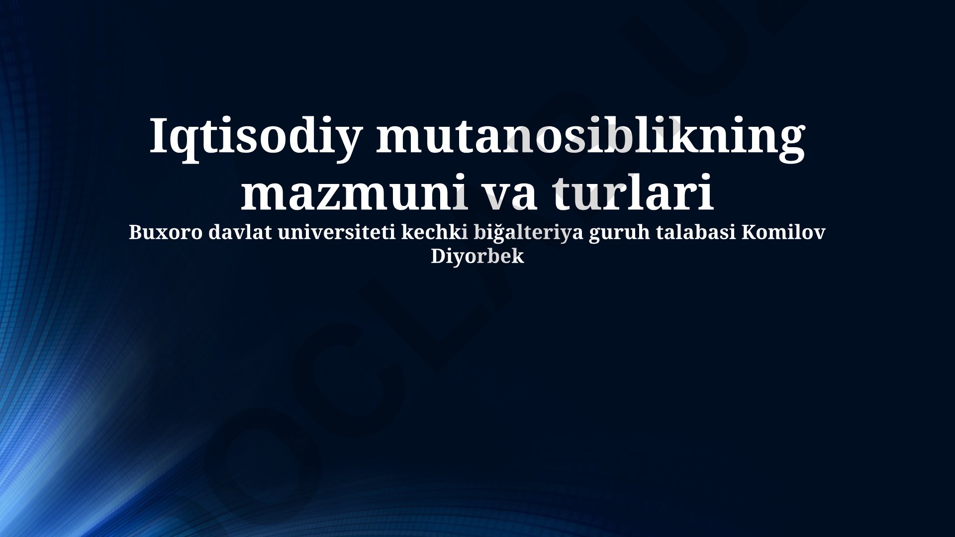Iqtisodiy mutanosiblikning mazmuni va turlari