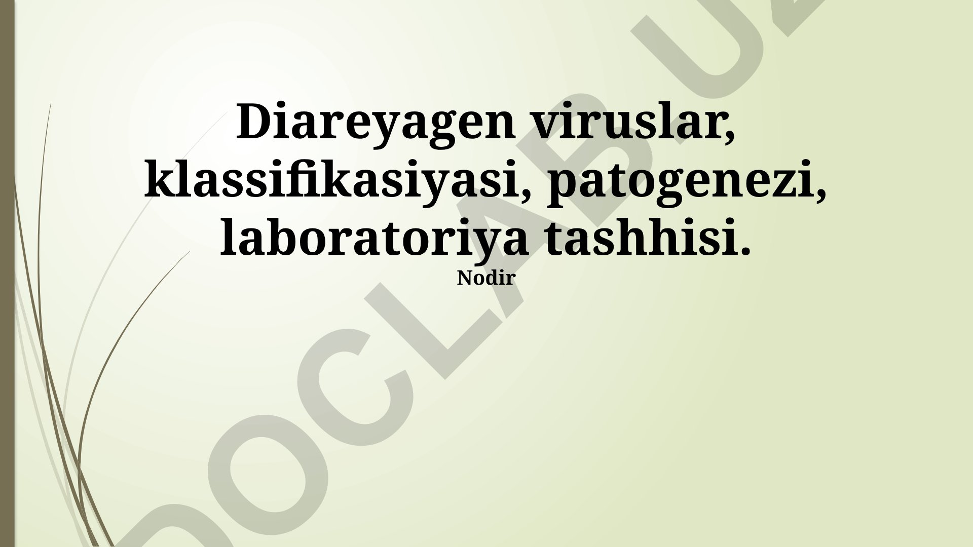 Diareyagen viruslar: klassifikasiyasi, patogenezi va laboratoriya tashhisi