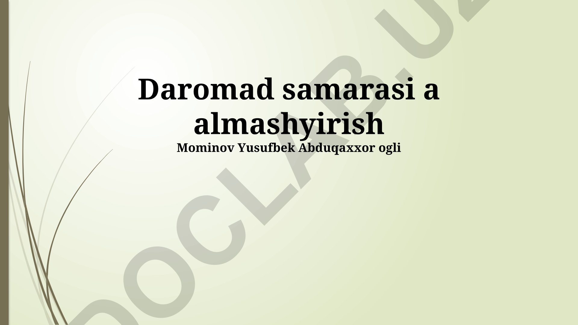 Daromadlar balansini tuzish usullari va tahlili