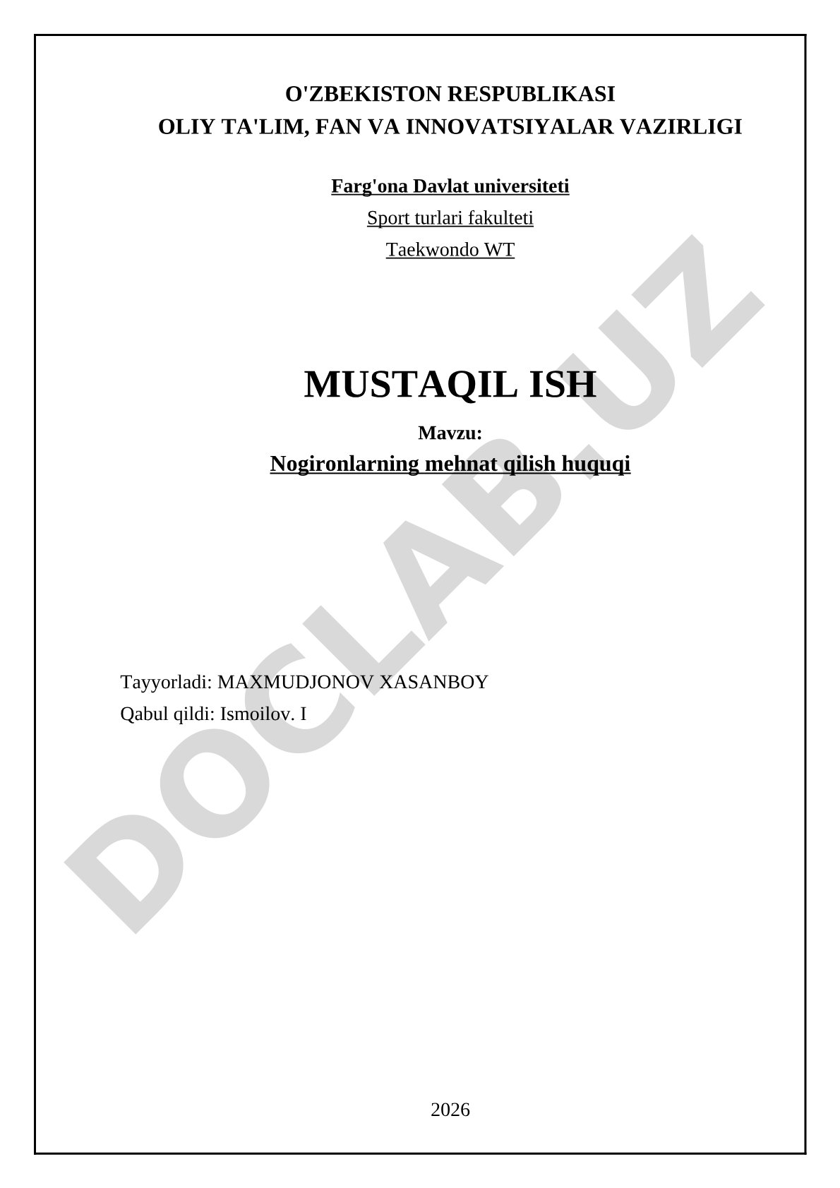 Nogironlarning mehnat qilish huquqi