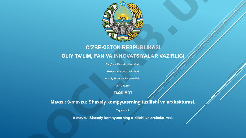 Shaxsiy kompyuterning tuzilishi va arxitekturasi