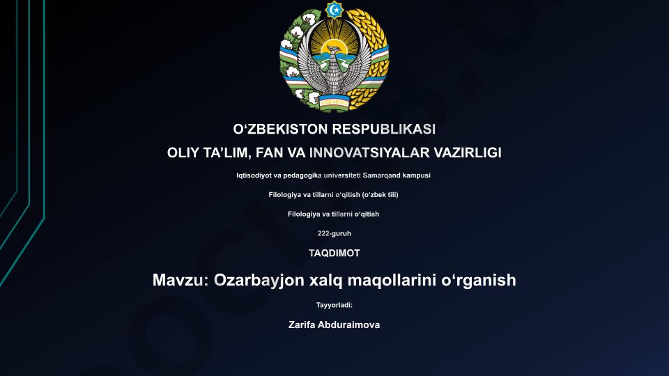 Ozarbayjon xalq maqollarini oʻrganish