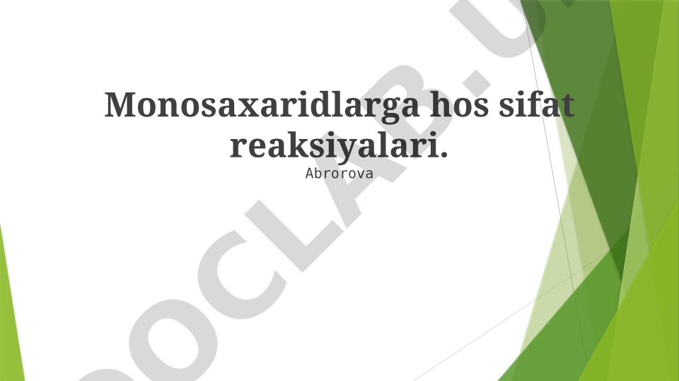 Monosaxaridlarga hos sifat reaksiyalari