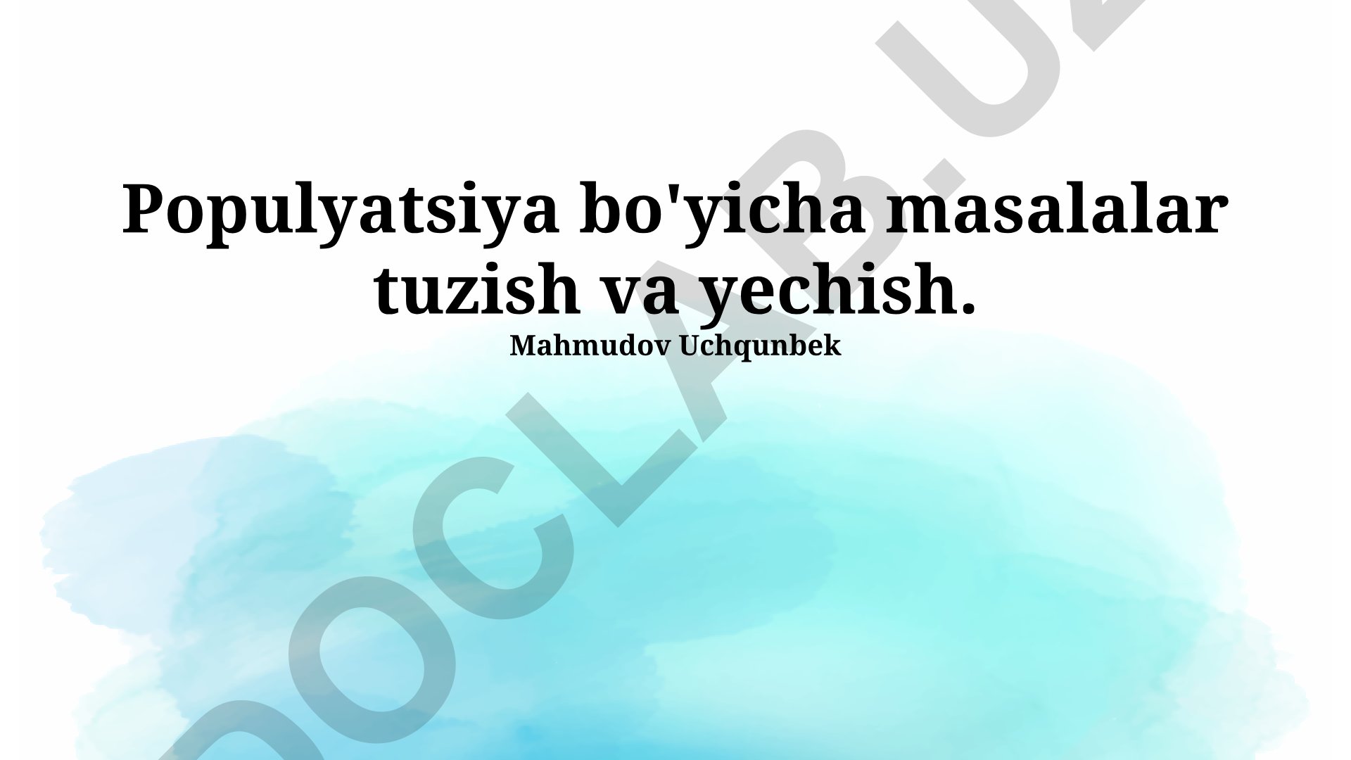 Populyatsiya bo'yicha masalalar tuzish va yechish