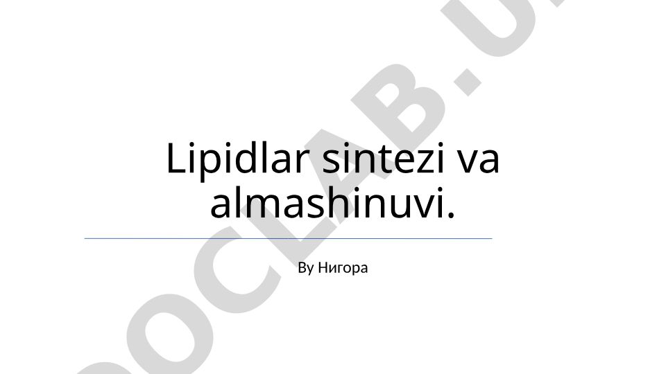 Lipidlar sintezi va almashinuvi