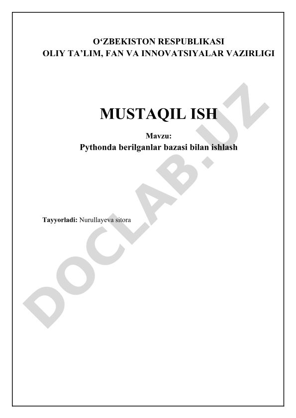 Pythonda berilganlar bazasi bilan ishlash