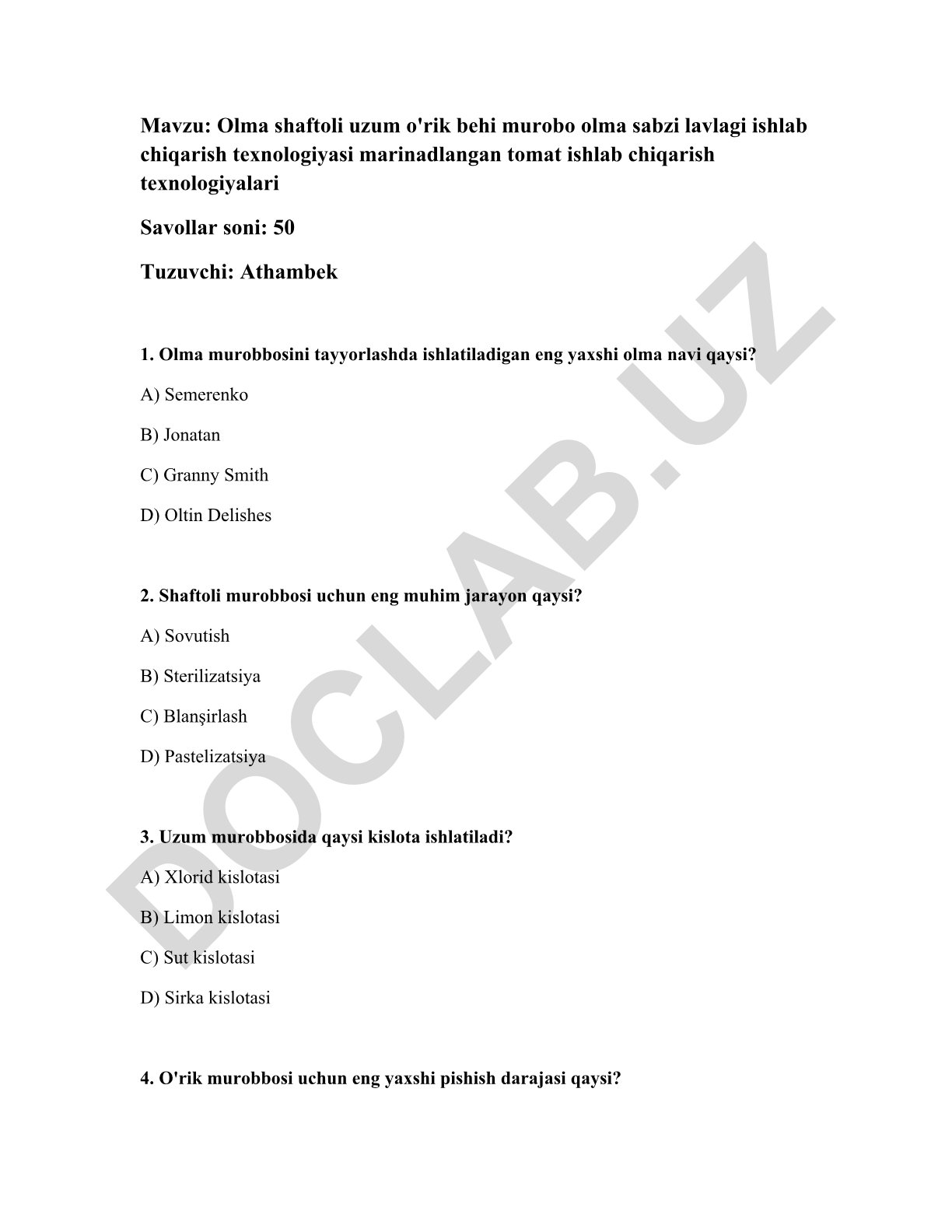 Olma shaftoli uzum o'rik behi murobo olma sabzi lavlagi ishlab chiqarish texnologiyasi marinadlangan tomat ishlab chiqarish texnologiyalari