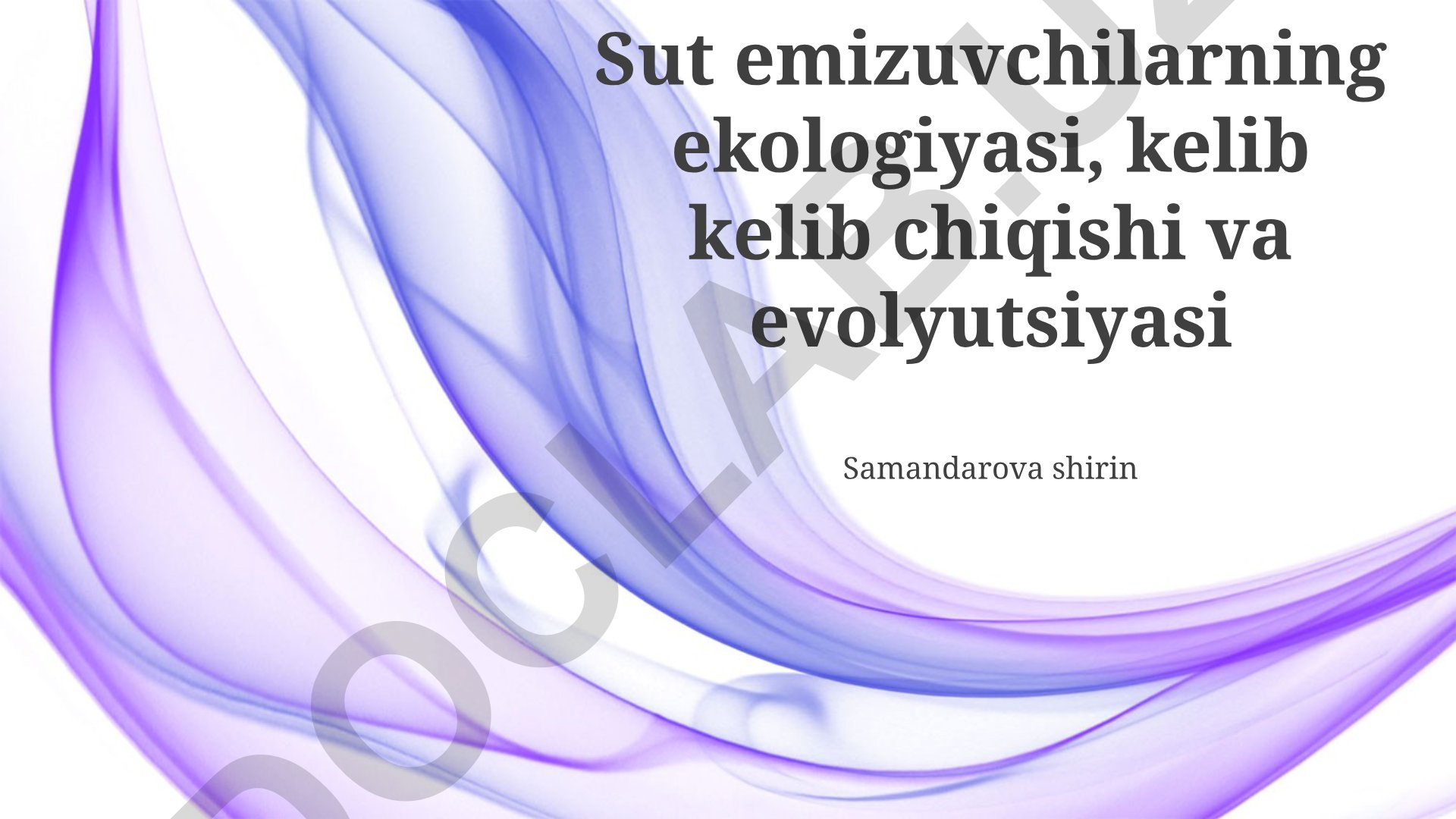 Sut emizuvchilarning ekologiyasi, kelib chiqishi va evolyutsiyasi