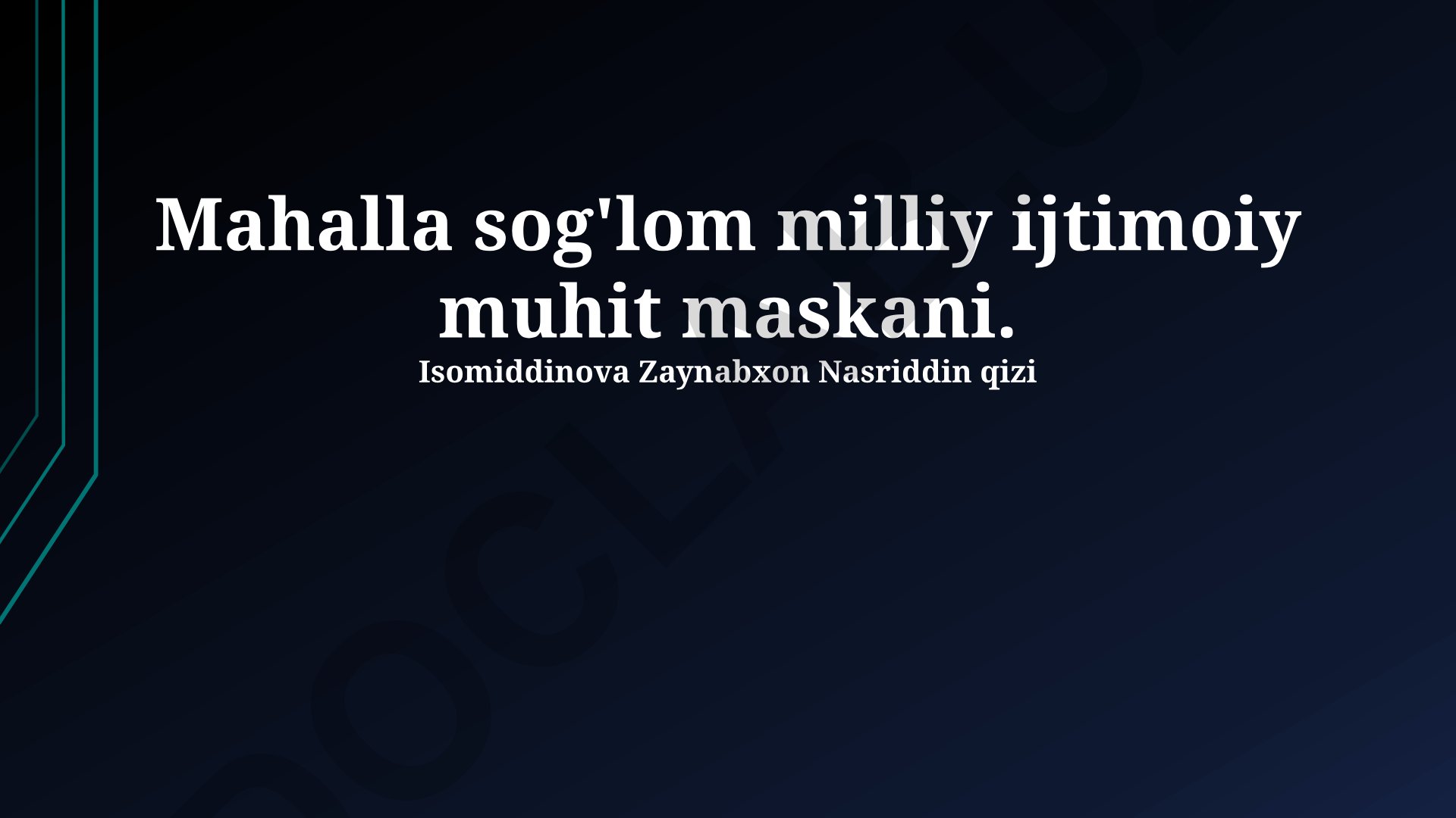 Mahalla: Sogʻlom Millatning Ijtimoiy-Madaniy Muhiti va Taraqqiyoti