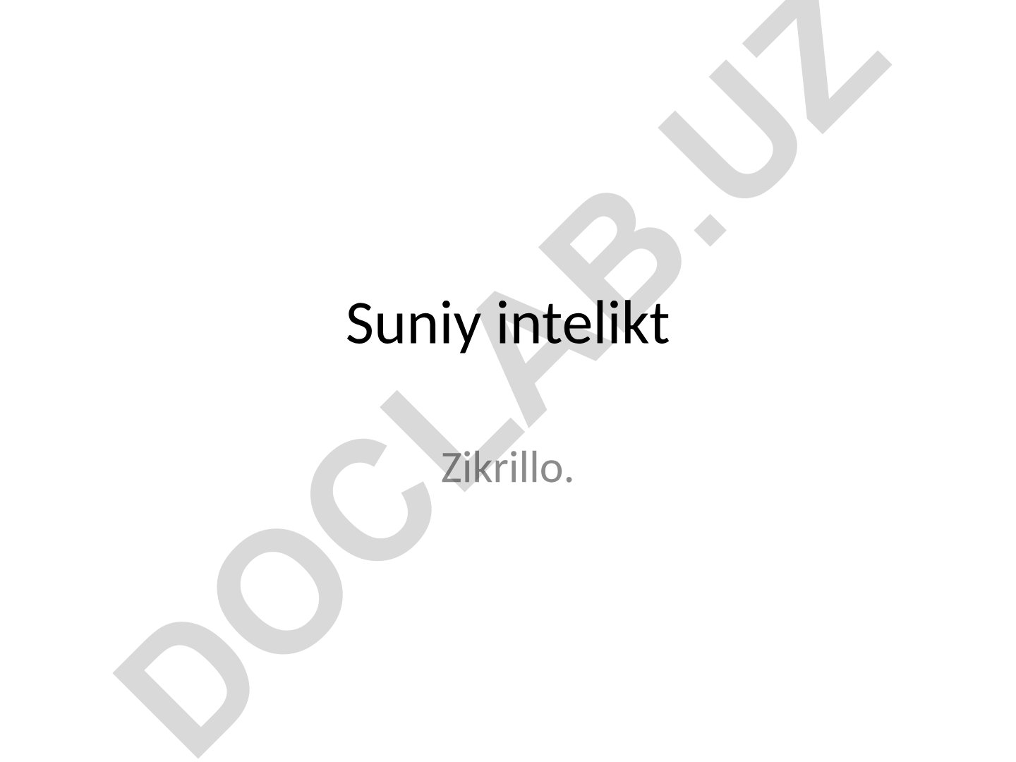 Sun'iy intellekt va avtomatlashtirish asoslari