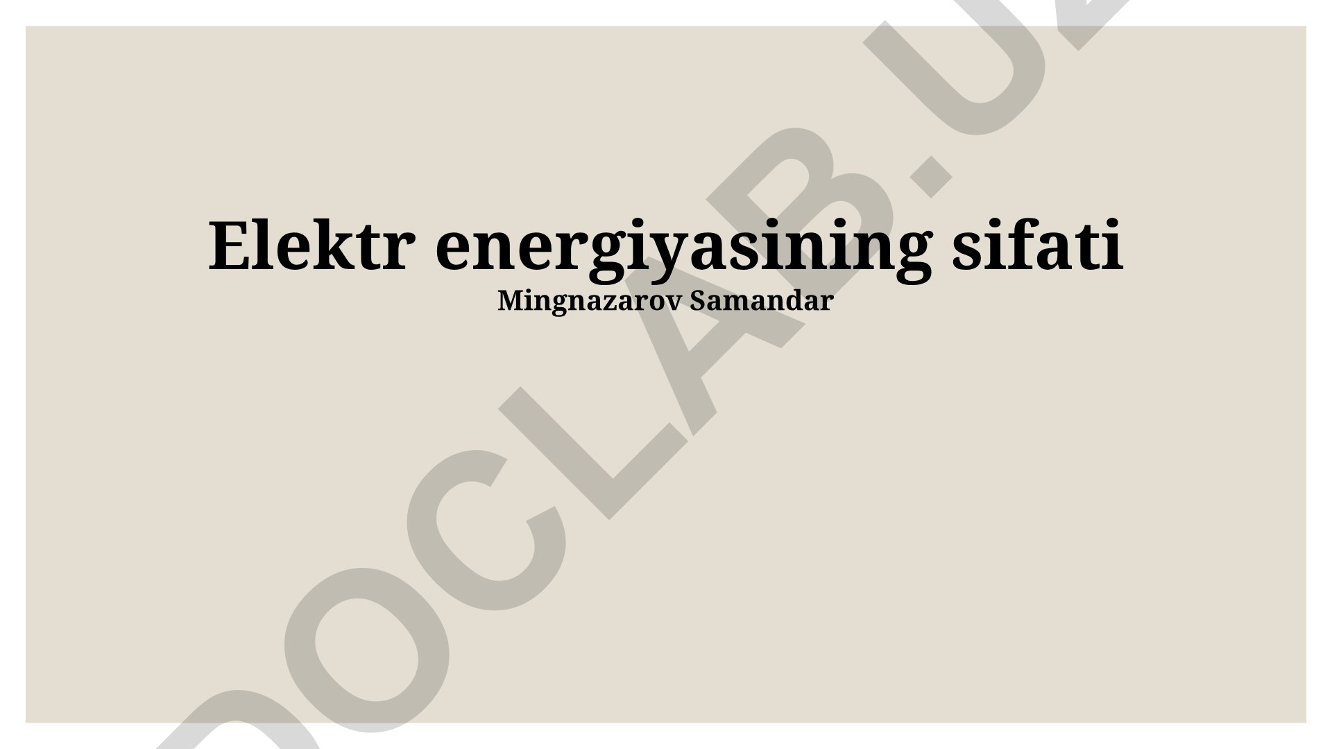 Elektr energiyasining sifati