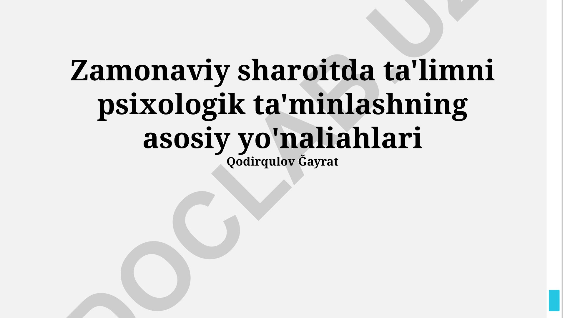 Zamonaviy sharoitda ta'limni psixologik ta'minlashning asosiy yo'nalishlari