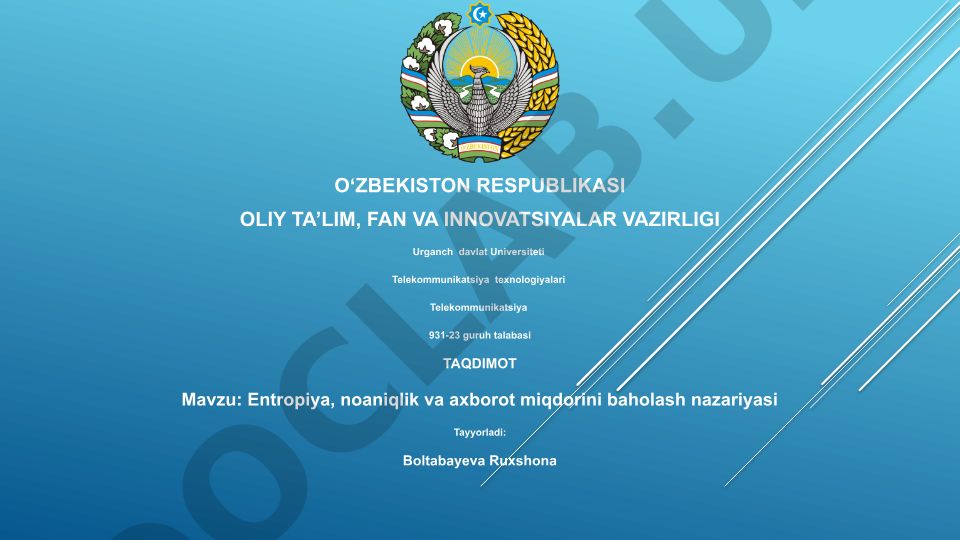 Entropiya, noaniqlik va axborot miqdorini baholash nazariyasi