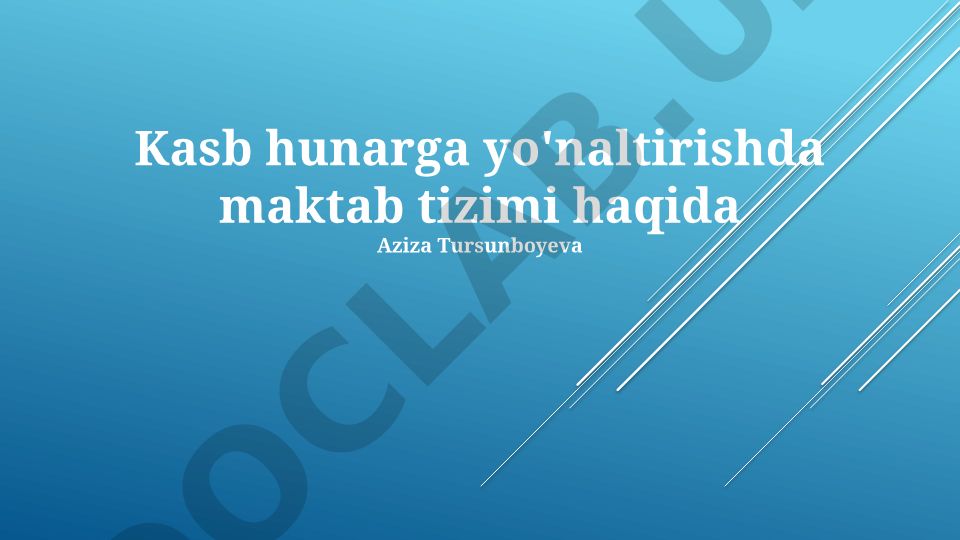 Kasb-hunarga yo'naltirishda maktab tizimi
