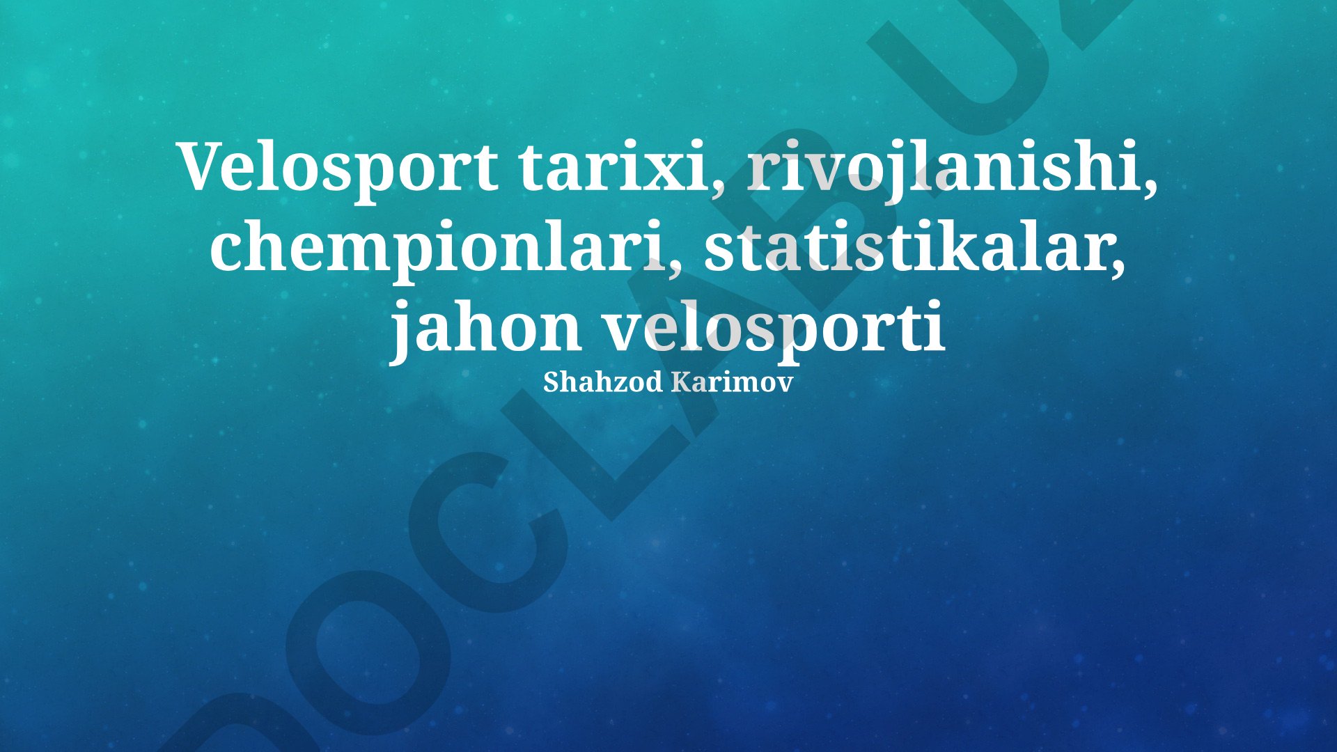 Velosport tarixi, rivojlanishi va statistik ma'lumotlar