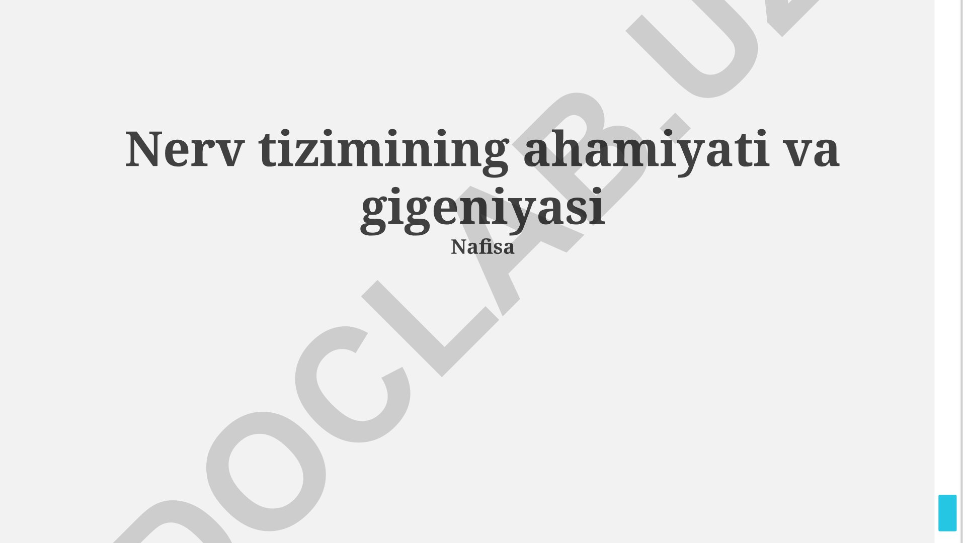 Nerv tizimining ahamiyati va gigeniyasi