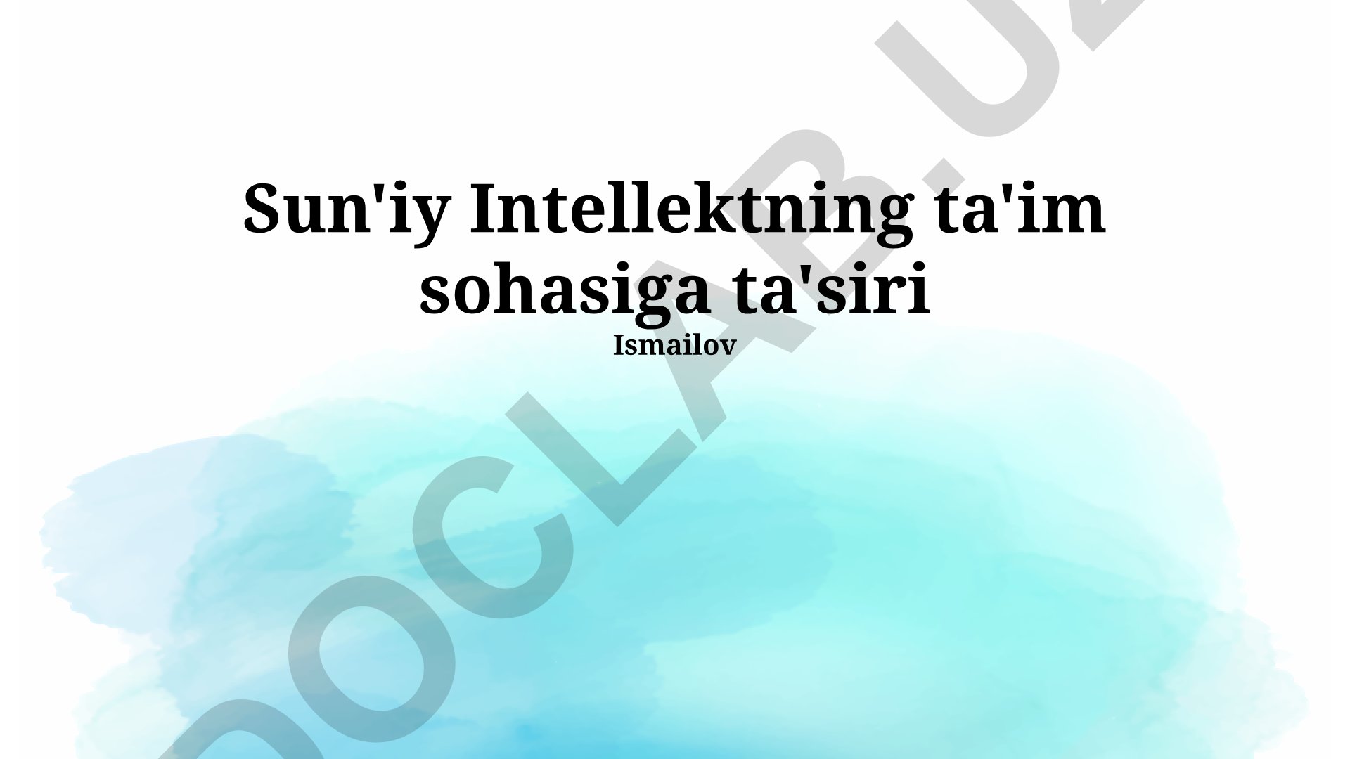 Sun'iy intellektning ta'lim sohasiga ta'siri