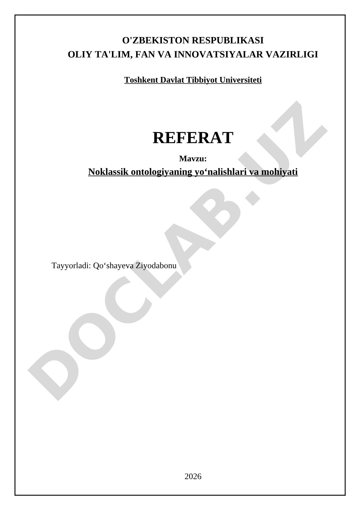 Noklassik ontologiyaning yoʻnalishlari va mohiyati