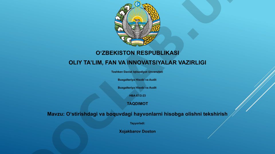 O‘stirishdagi va boquvdagi hayvonlarni hisobga olishni tekshirish